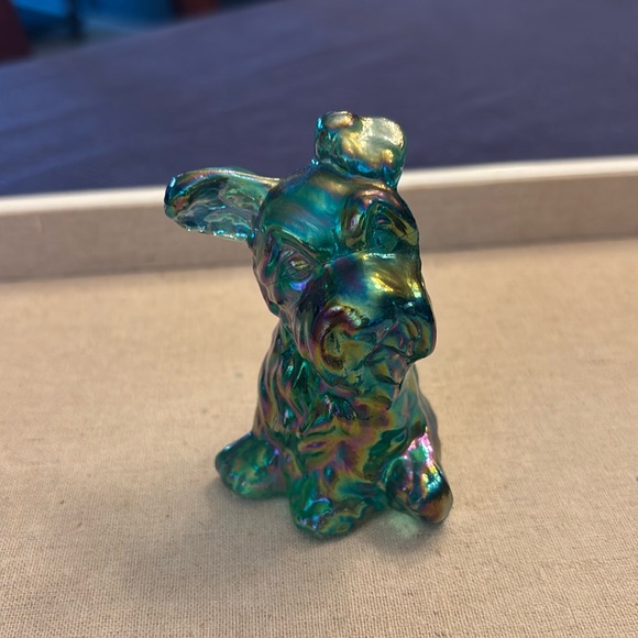 Fenton Other - Vintage Fenton Iridescent Green Scottie Dog Figurine - Carnival Glass